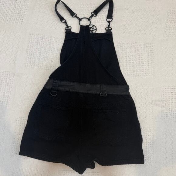 Killstar medium gothic Dean denim overalls bib shorts SH 3008 - Picture 8 of 10